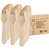 EXZACT Forchette in Legno 150 Pezzi, Posate Monouso Compostabili per Feste Picnic BBQ