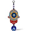 MYSTIC JEWELS - Hamsa della Mano di Fatima in Legno con Occhio Turco per buona Fortuna e energia in casa