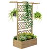 Outsunny Letto Rialzato per Orto con Traliccio 160x55x183cm Legno Naturale | Pergola, Cassone per Orto e Giardino, per Piante Rampicanti, con Fondo Aperto