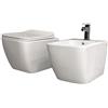 LANERI Coppia Sanitari Sospesi Rimless senza brida linea squadrata dimensioni ridotte coprivaso soft-close