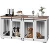 VEVOR Mobile per Cuccia per Cani, Cuccia per Cani Interno con Doppie Porte Scorrevoli, Vassoio Rimovibile Tavolo in Legno, Multifunzionale Gabbia per Cani di Varia Taglia, Bianco 1800 x 600 x 861 mm