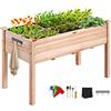 VEVOR Fioriera Rialzata da Giardino Esterno con Ripiano in Legno 120 x 58 x 76cm per Coltivazione di Piante Orto Erbe, Orto Rialzato con Ripiano in Legno da Esterno Aiuola Sopraelevata Piante Ortaggi