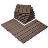VEVOR Piastrelle per Terrazza ad Incastro in Legno Plastica, 10 Pezzi 300 x 300 x 20 mm 9,2 m², Impermeabili per Esterni Tutte Stagioni, per Portico, Bordo Piscina, Balcone, Cortile, Marrone Scuro