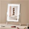 VEVOR Specchio per Trucco Illuminato con Lampadine LED Specchio per Trucco 3 Modalità di Illuminazione a Colori con Specchio Ingranditore 5X Rimovibile Controllo a Tocco Rotazione a 360°, 406x296mm