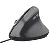 Trust Yuno Mouse Ergonomico Cablato, Mouse Verticale per Destrorsi, Nero | Cavo USB da 1,5m, 800-2400 DPI, Sensore Ottico, 6 Pulsanti, 60% Plastica Riciclata, Macbook Computer Laptop