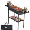 VEVOR Griglia per Barbecue a Carbonella Pieghevole, Barbecue Portatile Altezza Regolabile con Ripiani Laterali per Spezie Salsa, Griglia a Carbone BBQ da Campeggio Picnic Feste da Esterno Giardino