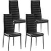 VEVOR Sedia da Pranzo Moderna 465 x 405 x 970 mm Elegante Sedia Laterale Imbottita in Pelle, 4 Pezzi, Capacità di Carico 136 kg per Tavoli da Pranzo, con Cuscini Spessi e Gambe in Metallo, Nero