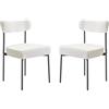 VEVOR Sedie in Stile Moderno di Metà Secolo Sherpa 545 x 500 x 795 mm Sedia Laterale Imbottita per Tavolo da Pranzo con Schienale Curvo e Gambe in Metallo Nero, 2 Pezzi, Seduta Comoda, Bianco