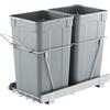 VEVOR Pattumiera Estraibile, ca. 30,6 L x 2, Doppi Contenitori per Rifiuti da Cucina Sottotop, Cestino per la Raccolta Differenziata con Sistema Scorrevole, Estensione Completa e Maniglia Grigio