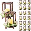 VEVOR Set di Lanterna in Legno 12 Pezzi per Feste 20 Portacandele Lanterna in Legno 20 Candele LED Senza Fiamma 20 Ghirlande Fiori Champagne per Decorazioni da Tavolo Carico 6,08 kg per Matrimoni