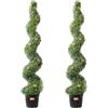 VEVOR Albero di Bosso Artificiale Topiario, 152,4 cm Altezza, 2 Pezzi, Alberi di Bosso Finti a Spirale, Pianta Artificiale Verde con Foglie, Vaso, Decorazione, Set Verde Protezione UV Arredamento