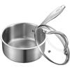 VEVOR Casseruola da Cucina, Capacità da 1,42L con Coperchio in Vetro con Manico Ergonomico, Pentola per Zuppa Latte Verdure in Acciaio Inox, Casseruola da Cucina