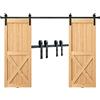 VEVOR Kit Ferramenta per Porta Scorrevole, 244 cm Binario per Porta Scorrevole della Stalla, Carico 150 kg Adatto a Porta Doppia Larghezza 1,12-1,32 m Spessore 32-45 mm con Puleggia Silenziosa Forma J
