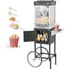 VEVOR Macchina per Popcorn con Carrello, Bollitore in Acciaio Inox da 0,2 kg, 800 W, 48 Tazze per Dose, Stile Cinema, con Controllo a 2 Pulsanti, con Parete in Vetro, 1 Misurino, 3 Cucchiai, Nero