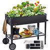 VEVOR Fioriera Rialzata da Giardino Esterno con Ripiano Zincato 108 x 49,5 x 80 cm per Coltivazione di Piante Orto Erbe, Orto Rialzato con Ripiano Ruote da Esterno Aiuola Sopraelevata Piante Ortaggi