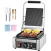 VEVOR Griglia Elettrica per Panini 1800W, Piastra per Panini Sandwich con Piastra Smaltata Piatta 22x23cm, Acciaio Inox, Maniglia, Controllo della Temperatura, per Hamburger, Bistecche