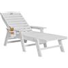 VEVOR Sedia a Sdraio da Giardino Pieghevole Reclinabile Capacità di Carico max. 181 kg, Poltrona a Sdraio da Piscina da Esterno in HDPE con Schienale Portabicchieri Seggiola da Spiaggia, Bianco