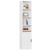 VASAGLE Libreria a 6 Ripiani, con Anta, 31,8 x 24 x 175 cm | Scaffale Verticale, per Soggiorno Studio Ufficio Sala da Pranzo, Bianco Nuvola, Collezione SIREN LBC401W01