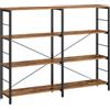 VASAGLE Libreria a 4 Livelli, Scaffale Portaoggetti, 30 x 120 x 109,4 cm, Stile Industriale, per Soggiorno, Studio, Balcone, Cucina, Marrone Vintage e Nero Inchiostro LLS131K01