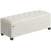 SONGMICS Cassapanca, Pouf Contenitore, Poggiapiedi 40 x 110 x 39 cm, Ottomano con Gambe in Legno, Regge fino a 300 kg, per Soggiorno, Camera da Letto, Dormitorio, Bianco Crema LSF089W01