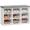 VASAGLE Panca Scarpiera, Scarpiera Ingresso con Seduta Imbottita e 9 Scomparti, Scaffale Porta Scarpe da Ingresso, 30,3 x 78,5 x 48 cm, Bianco e Grigio LHS009W14