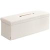SONGMICS Cassapanca, Pouf Contenitore, Sgabello Poggiapiedi Pieghevole 38 x 110 x 38 cm, Regge fino a 300 kg, per Soggiorno, Camera da Letto, Ingresso, Bianco Crema LSF097W01V1