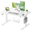 VASAGLE Scrivania Regolabile in Altezza, 120 x 80 cm, Porta USB-C | Mensola per Ciabatta Elettrica, Promemoria per Sedentarietà 3 Tasti di Memoria, per Ufficio, Bianco Opaco, LSD142WZ02