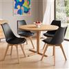 VASAGLE Sedie da Pranzo in Ecopelle, Set di 4, Gambe in Legno | Sedie Cucina con Cuscino Imbottito, 46,5 x 57 x 79 cm, per Soggiorno, Bianco Nuvola, COLLEZIONE LENNA KDC888WD01