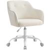 SONGMICS Sedia Scrivania, Ergonomica, Portata 110 kg | Sedia Scrivania in Tessuto, 64 x 64 x (89,5-99,5) cm, Girevole e Regolabile, Beige e Bianco, Collezione Tyra, OBG019W01