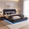 en.casa Letto imbottito con illuminazione a LED, modello "Tröstiar", con contenitore per biancheria, dimensioni 160 x 200 cm, colore blu