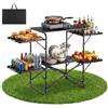 VEVOR Tavolo da Cucina Pieghevole Portatile, Cucina Postazione di Cottura Pieghevole 4 Tavolini Laterali con Borsa per Trasporto, Campeggio Viaggio in Camper Picnic Feste Barbecue all'Aperto