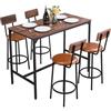 VEVOR Set Mobili da Bar Tavolo Sedie da Cucina 5 Pezzi con 4 Sgabelli da Bar e Bordi Arrotondati, Tavolo da Pub Rettangolare da 1200 x 600 x 915 mm, Adatto per Ufficio, Sala da Pranzo, Soggiorno