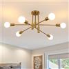 Comely Lampadario Soggiorno Industriale, 6 Luci Sputnik Plafoniera Vintage | E27 Lampadario da Soffitto Dorato in Metallo per Camera da Letto Soggiorno Cucina, Diametro 72CM