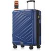 SONGMICS Valigie Rigide, Trolley da Viaggio, 65 cm | Bagagli in ABS, Chiusura TSA, Cinghie Incluse, 4 Ruote Doppie, Tasca Impermeabile, Espandibile, Collezione TREVO RLP002Q101