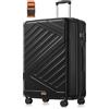 SONGMICS Valigia Rigida, Trolley da Viaggio, Chiusura TSA, Cinghia Inclusa, Bagaglio in ABS con 4 Ruote Doppie, Valigia Grande Espandibile, XL, 75 x 50 x 30 cm, Nero Inchiostro RLP003B101