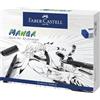 FABER-CASTELL - Set iniziale per manga Pitt Artist Pen, 6 pezzi | Con 3 penne Pitt Artist, portamine, gomma, manichino snodabile e libretto di istruzioni per avvicinarsi all'arte manga