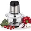 Cloer 6829 Tritatutto per Frutta, Verdura, Noci e Carne, tritatutto elettrico universale, lama multiuso in acciaio inossidabile, utilizzabile con una sola mano, contenitore in vetro da 1200 ml