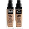 NYX Professional Makeup Fondotinta, Can't Stop Won't Stop Full Coverage Foundation, Lunga tenuta, Waterproof, Finish Matte, Tonalità: Classictan (Confezione da 2)