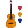 YKW Chitarra Classica YKW ® in Legno per Ragazzino dagli 8 ai 10 Anni Pensata per il Primo Approccio allo Strumento - Kit di 3 Plettri in Omaggio (36 - 91 cm, Miele)