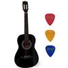 YKW Chitarra Classica YKW ® in Legno per Bambino dai 5 agli 8 Anni Pensata per il Primo Approccio allo Strumento - Kit di 3 Plettri in Omaggio (34 - 86 cm, Nero)