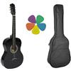 YKW Kit Chitarra Classica 1/2 colore Nero, Borsa, 5 Plettri.