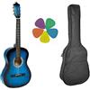 YKW Kit Chitarra Classica 1/2 colore Blu, Borsa, 5 Plettri.