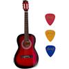 YKW Chitarra Classica YKW ® in Legno per Bambino dai 5 agli 8 Anni Pensata per il Primo Approccio allo Strumento - Kit di 3 Plettri in Omaggio (34 - 86 cm, Rosso)