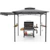 FANTASK Gazebo per barbecue con tenda laterale, 2 ripiani laterali e ganci, doppio tetto, resistente alle intemperie, per barbecue, giardino, feste, gazebo da giardino, barbecue, tettoie per barbecue