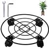 Homeyi Portavasi per piante con ruote, in metallo resistente, grande, in ferro, per interni ed esterni, giardino, patio, vaso da fiori, regolabile, ruote con bloccaggio, colore nero, 33 cm