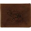 Greenburry by Lefox G705 Stag - Portafoglio in pelle bovina con cervo, colore: marrone anticato