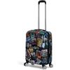 Valigeria.shop Valigia trolley uomo donna capiente leggero rigido in policarbonato con 4 ruote tasche valigie viaggio bagaglio a mano 55x40x22 cm da cabina piccolo S con disegni Fant: Capitali S (55x40x22)