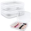 LSGCQ Custodia rigida trasparente 3 pezzi borsa da toilette con doppie cerniere beauty case da viaggio (Trasparente, 20×10×5cm)