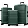 SHOWKOO Set di Valigie Rigide 3 Pezzi Espandibile ABS+PC Leggero Ultra Durevole Valigia Trolley da Viaggio con Chiusura TSA e 4 Ruote Doppie (M-L-XL, Verde)