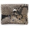 Lemasi Mini portafoglio in pelle, made in Italy, vera pelle bovina, compatto, 11 x 8,5 cm, leggero 50 g, 3 scomparti, bottone automatico, per uomo e donna, portamonete, effetto serpente, S, Minimalista